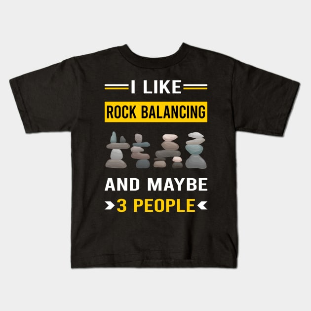 3 People Rock Balancing Stone Stones Rocks Stacking Kids T-Shirt by Good Day